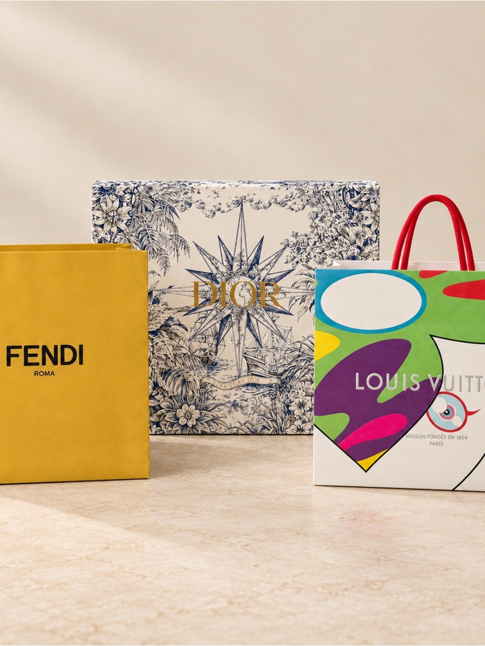 Authentic Dior Fendi Louis Vuitton Shopping Bag Bundle – Set of 3